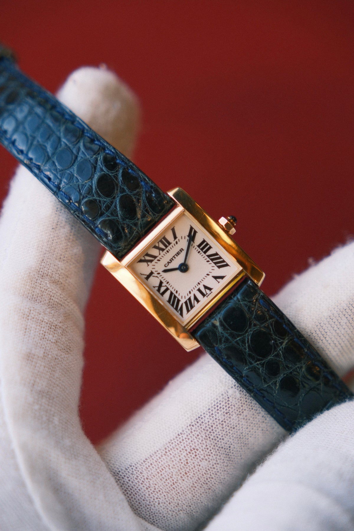 Cartier 18k YG Tank Française Mini Cream Dial on