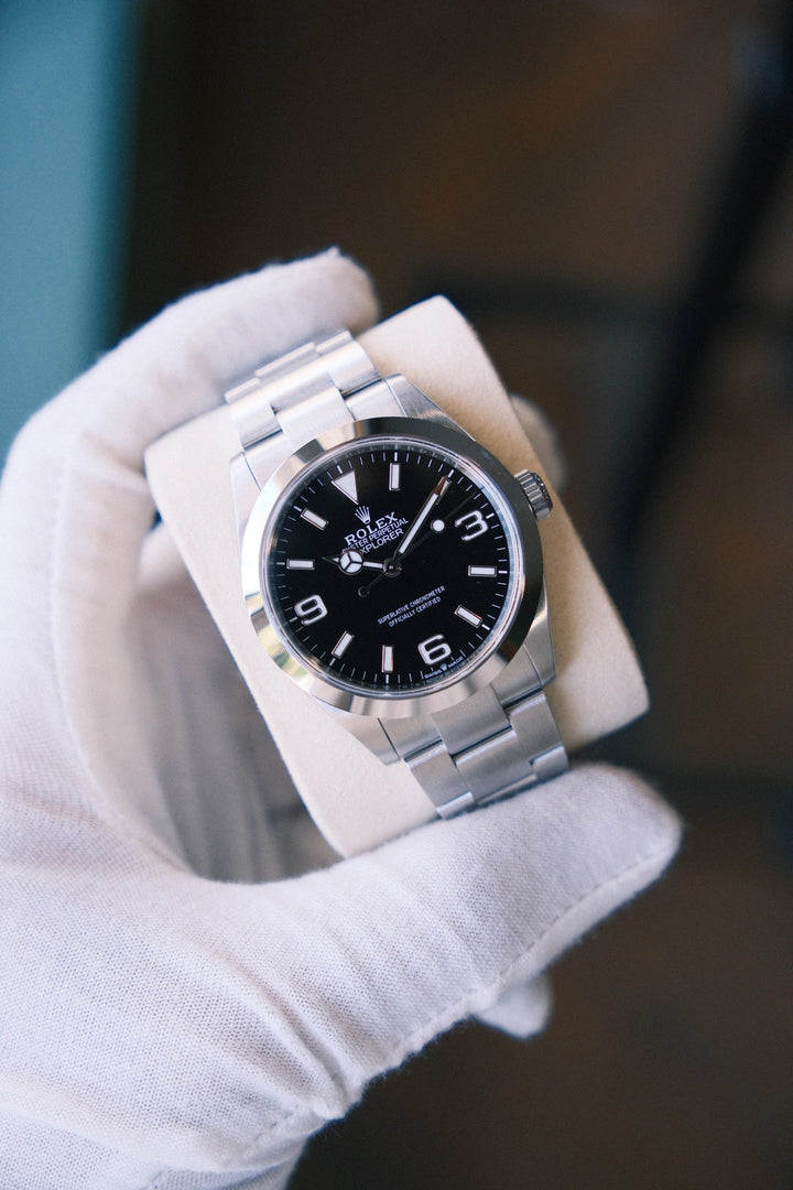 Rolex Explorer 40 Black Index Arabic Dial on Oyster