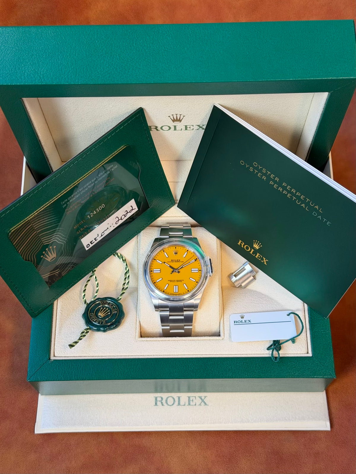 Rolex Oyster Perpetual 41 Yellow Index Dial on Oyster
