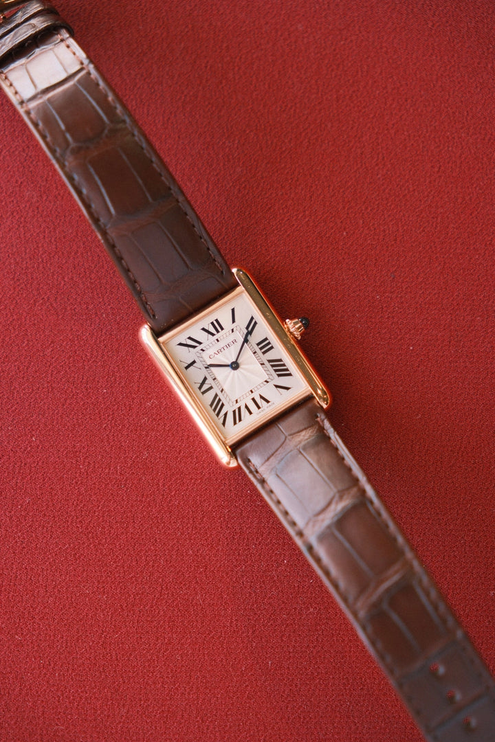 Cartier Tank Louis Cartier Large Silver Dial on Leather Strap
