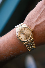Rolex 1971 Datejust 36 Champagne Stick Dial on Jubilee