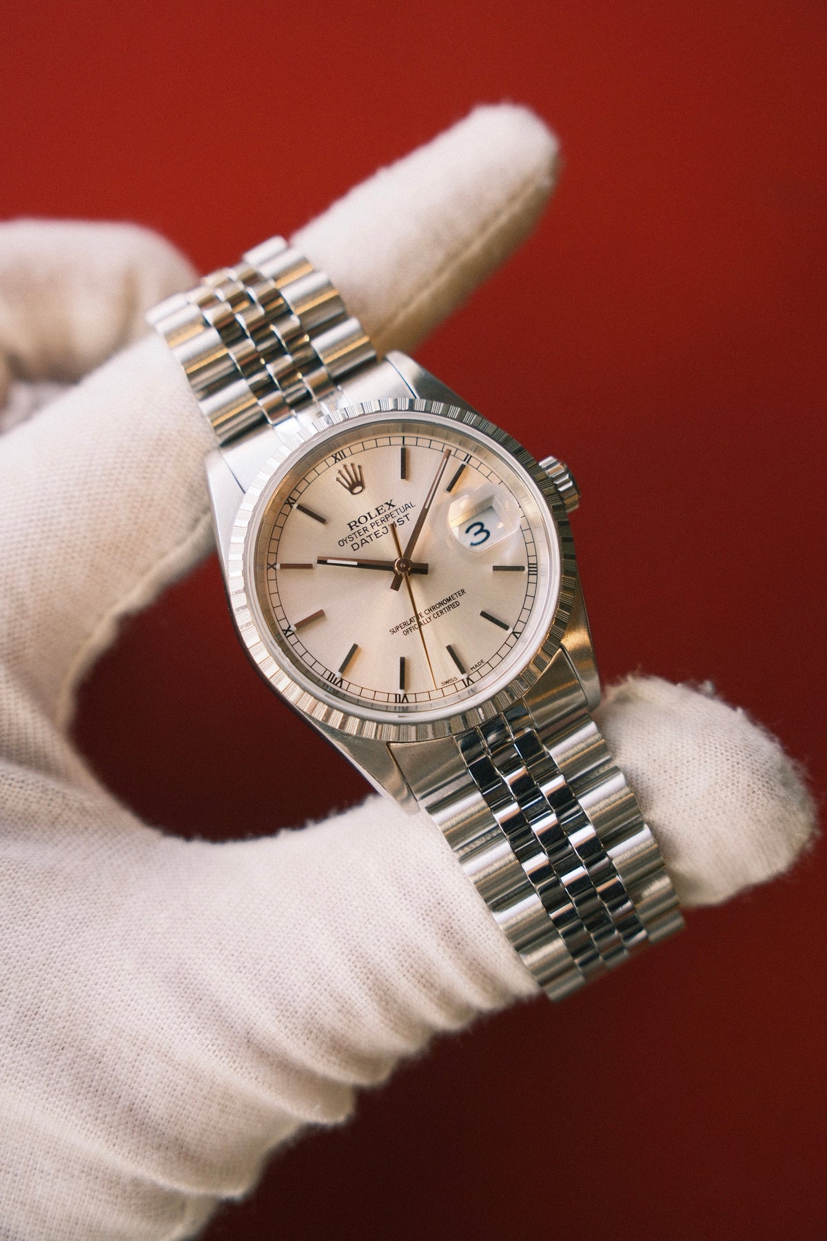 Rolex 1999 Datejust 36 Silver Stick Dial on Jubilee