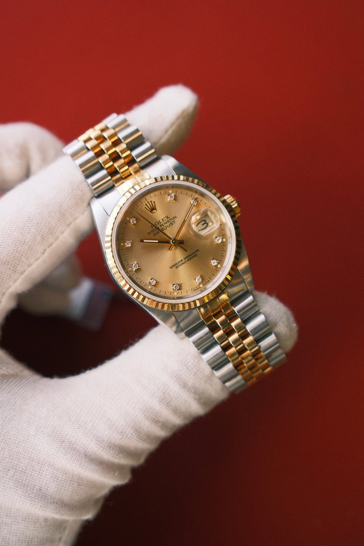 Rolex 1989 Datejust 36 Champagne Diamond Dial on Jubilee