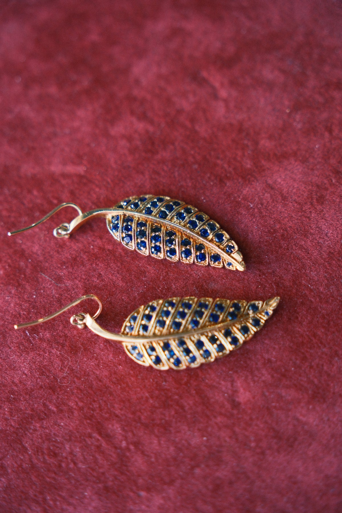Jennifer Meyer 18K Leaf Sapphire Earrings