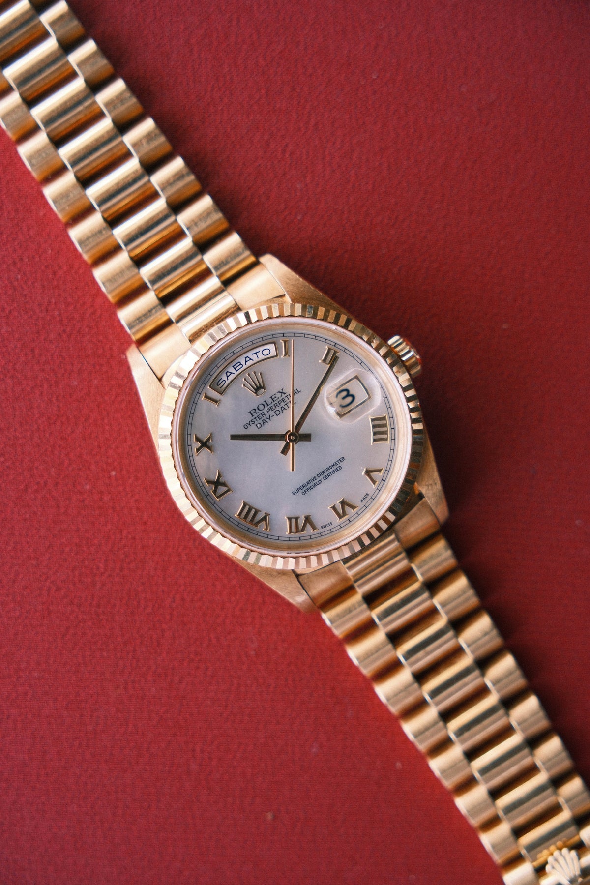 Rolex 1999 Daydate "President" Factory Mother Of Pearl Dial on President