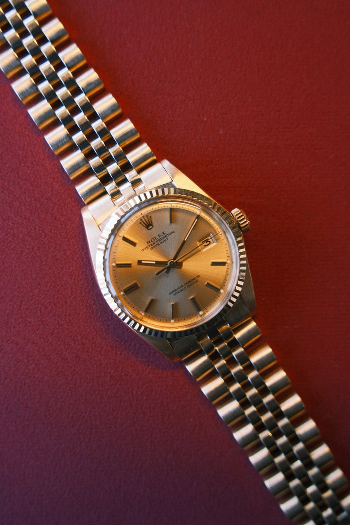 Rolex 1971 Datejust 36 Champagne Stick Dial on Jubilee