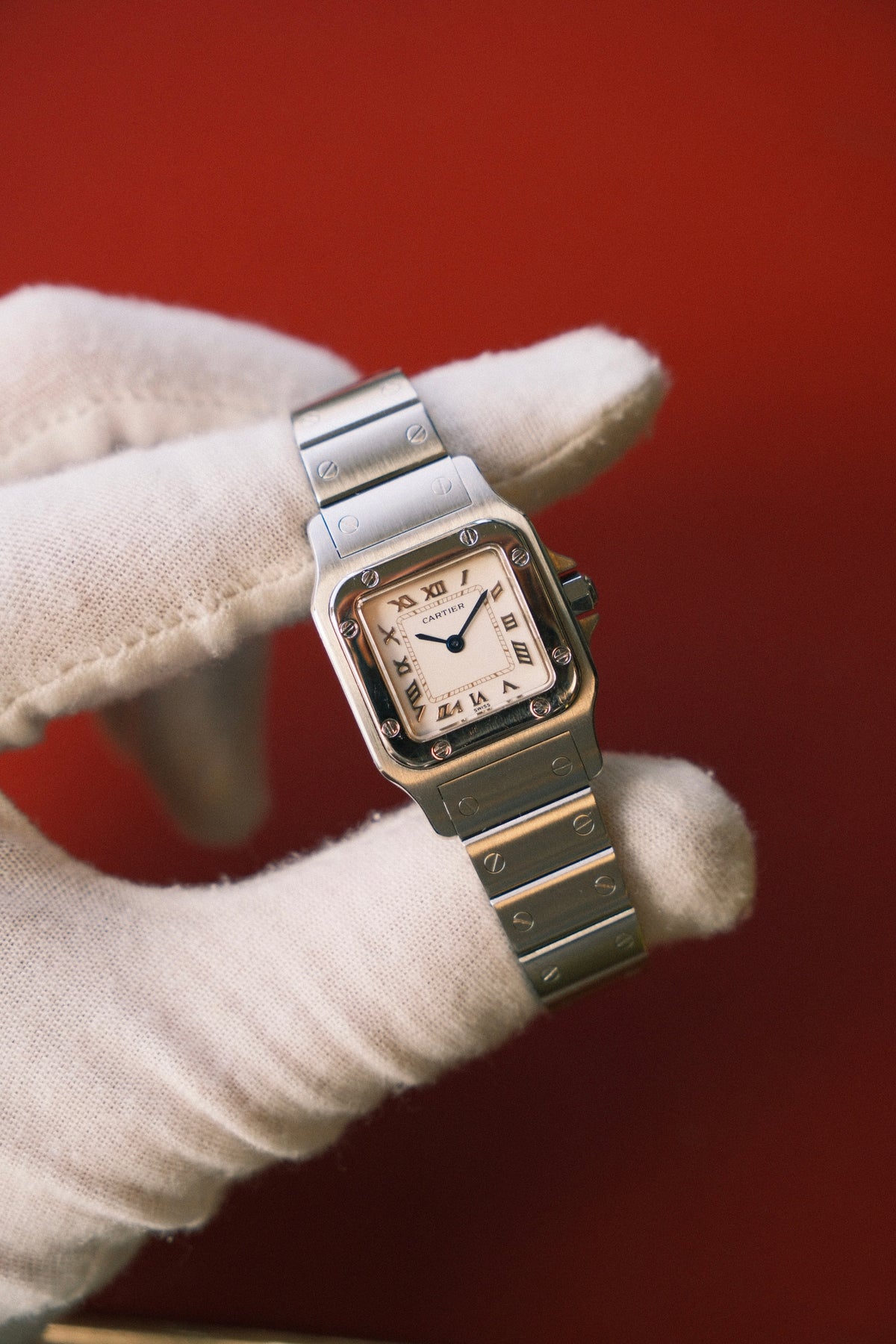 Cartier Santos Galbee Silver Roman Numeral Dial on Steel